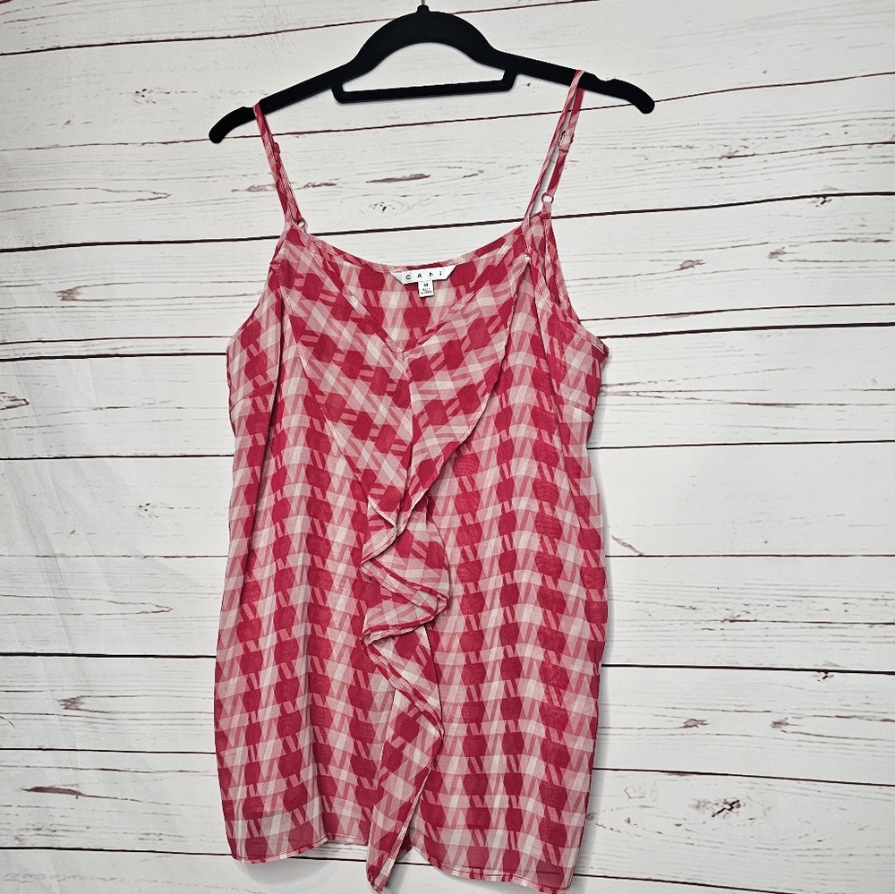 CAbi Amour Houndstooth Ruffle Cami Style #341